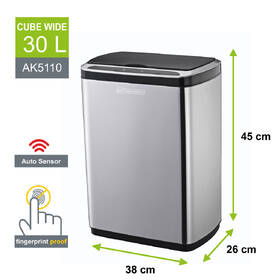 Bezdotykový odpadkový kôš Helpmation AK5110, 30 l nerez

 obrázok produktu 5 z 8