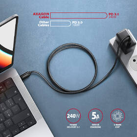 Kábel Axagon NewGEN+ kábel USB-C/USB-C, 1m, PD 240W, 8K HD, pletený čierny

 obrázok produktu 3 z 7
