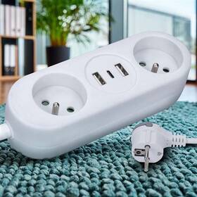 Kábel predlžovací Solight 2x zásuvka, 2x USB + 1x USB-C, 1,5 m biely

 obrázok produktu 6 z 12