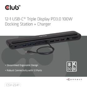 Dokovacia stanica Club3D 12v1, USB-C 3.2, 2x HDMI, 1x DP, 2x USB-C, 3x USB, 1x microSD/SD, 1x RJ45, 1x 3.5mm Jack čierna

 obrázok produktu 4 z 6
