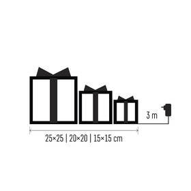 LED dekorácie EMOS 72 LED darčeky, 3 veľkosti, vnútorné, studená biela, časovač 

 obrázok produktu 3 z 4