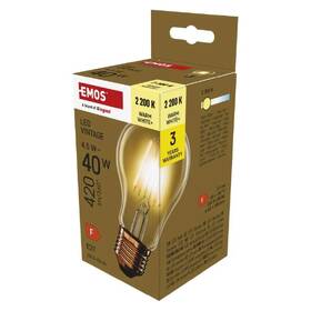 LED žiarovka EMOS Vintage klasik, 4,5 W, 420lm E27, teplá biela 

 obrázok produktu 2 z 3