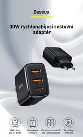 Nabíjačka do siete Baseus 2x USB-A, 1x USB-C, 30W čierna

 obrázok produktu 9 z 11
