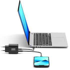 Nabíjačka do siete PORT CONNECT Starter Kit GaN 65W + kabely + konvertor čierny

 obrázok produktu 8 z 10