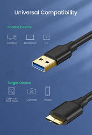 Kábel UGREEN USB 3.0/Micro USB 3.0, 0,5m čierny

 obrázok produktu 6 z 6
