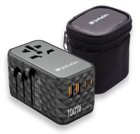 Cestovný adaptér Verbatim UTA-06 GaN III, 2x USB-C PD 100W & QC 4+, 2x USB-A QC 3.0 čierny

 obrázok produktu 8 z 11