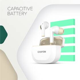 Slúchadlá Canyon Hexagon 7, TWS ANC+ENC Wireless Charge biela/béžová

 obrázok produktu 4 z 6