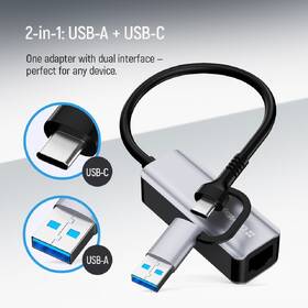 Sieťová karta ColorWay USB-C nebo USB-A na RJ45, 18cm sivá

 obrázok produktu 7 z 8