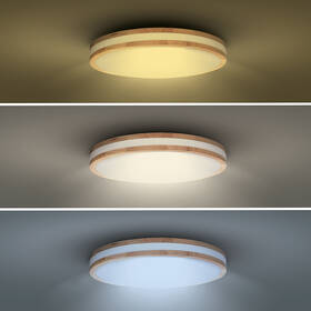LED stropné svietidlo Solight Woody, 48W, s diaľkovým ovládačom, 3360lm, 38cm, stmievanie, studená/neutrálna/teplá biela biele/hnedé

 obrázok produktu 6 z 9