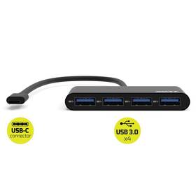 USB Hub PORT CONNECT USB-C, 4x USB 3.0 čierny

 obrázok produktu 1 z 4