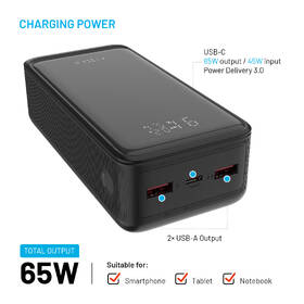 Powerbank FIXED Zen2 30 Plus, PD 65W, 30000 mAh čierny

 obrázok produktu 2 z 8