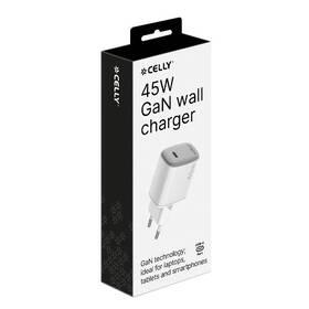 Nabíjačka do siete Celly USB-C, GaN, 45 W biely

 obrázok produktu 2 z 2