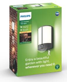 Nástenné svietidlo Philips Stock, LED, senzor pohybu - antracitové 

 obrázok produktu 3 z 3