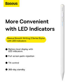 Stylus Baseus Smooth Writing 2 s LED indikátormi stavu batérie biely

 obrázok produktu 8 z 16