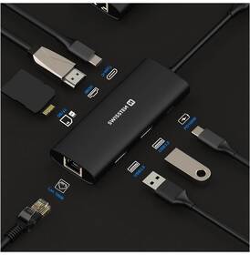 USB Hub Swissten 8-in-1 USB-C PD 100W čierny

 obrázok produktu 2 z 4
