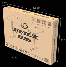 Herný stôl ULTRADESK LEVEL V2 WHITE, 140×68cm, 72-117cm, XXL mouse pad biely

 obrázok produktu 14 z 14