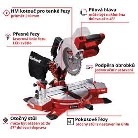Píla úkosová Einhell TE-MS 18/210 Li (bez batérie) 4300890 

 obrázok produktu 2 z 8