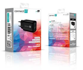 Nabíjačka do siete Connect IT Wanderer2 GaN, 1× USB-C + 1x USB-A, 33W PD čierna

 obrázok produktu 3 z 3