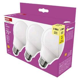 LED žiarovka EMOS Classic, E27, 9,5 W, teplá biela (3 ks) 

 obrázok produktu 3 z 3