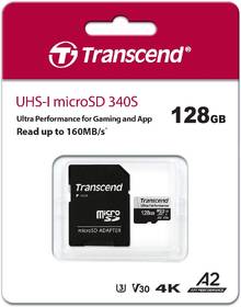 Pamäťová karta Transcend 340S microSDXC 128GB UHS-I U3 V30 A2 (160R/125W) + adapter 

 obrázok produktu 2 z 2