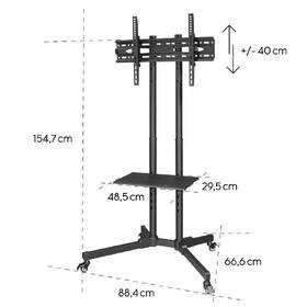 Stojan pre TV Hama Trolley, pojazdný, pre uhlopriečky 32"-70", nosnosť 40 kg čierny

 obrázok produktu 8 z 12