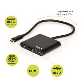 USB Hub PORT CONNECT USB-C/HDMI, USB 3.0, USB-C 60W čierny

 obrázok produktu 5 z 6