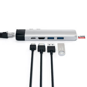 USB Hub Satechi USB-C PRO Hub (HDMI 4K, Pass Through Charging, 1x USB 3.0, 1x MicroSD, Ethernet) strieborný

 obrázok produktu 10 z 12