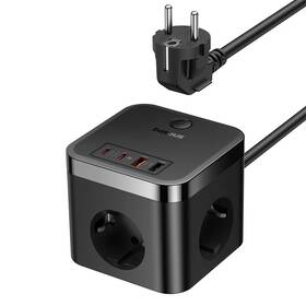 Kábel predlžovací Baseus PowerCombo Cube, 30W, 3x zásuvka, 2x USB/2x USB-C čierny

 obrázok produktu 1 z 3
