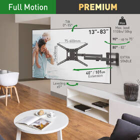 Držiak na TV Barkan BM464XL, polohovateľný, pre uhlopriečku 13" až 83", nosnosť 50 kg čierny

 obrázok produktu 1 z 4
