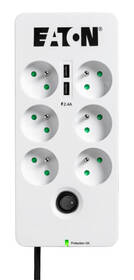 Prepäťová ochrana Eaton Protection Box 6 USB FR, 6x zásuvka, zaťaženie 10A, 2x USB, 1,5m čierna/biela

 obrázok produktu 1 z 3