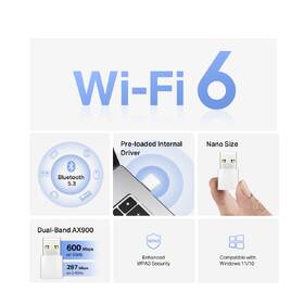Wi-Fi adaptér Mercusys MA60XNB, Wi-Fi 6 Bluetooth biely

 obrázok produktu 2 z 6