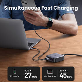 Nabíjačka do siete UGREEN 2x USB, 2x USB-C, 65W, GaN sivá

 obrázok produktu 2 z 9