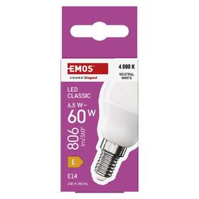 LED žiarovka EMOS Classic Mini Globe, 6,5 W, 806lm, E14, neutrálna biela 

 obrázok produktu 3 z 13