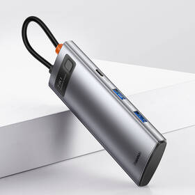 USB Hub Baseus Metal Gleam Series 7v1 HUB USB-C (USB-C PD 100W, USB-C, 2x USB 3.0, HDMI, SD/TF port) sivý

 obrázok produktu 6 z 10