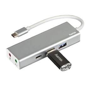 USB Hub Hama USB-C/2x USB, USB-C, Jack 3,5mm strieborný

 obrázok produktu 3 z 5