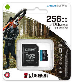 Pamäťová karta Kingston MicroSDXC 256 GB UHS-I U3 (170R/90W) + adaptér 

 obrázok produktu 2 z 2