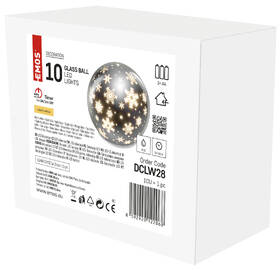 LED dekorácie EMOS sklenená guľa – vločky, 12 cm, 3x AA, vnútorné, teplá biela, časovač 

 obrázok produktu 9 z 9