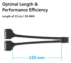 Adaptér AKASA Dual SATA na 8P CPU, 18AWG, 15cm čierny

 obrázok produktu 2 z 5