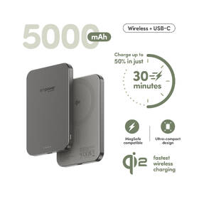 Powerbank PanzerGlass empower Qi2 5000 mAh, MagSafe sivý

 obrázok produktu 3 z 4