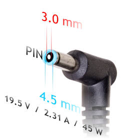 Sieťový adaptér Akyga pre notebook 19.5V/2.31A/42W 4.5x3.0 mm + pin Dell 1.2m 

 obrázok produktu 2 z 5