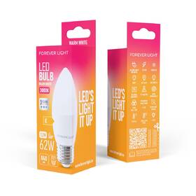 LED žiarovka Forever E27, sviečka, 7,2W, teplá biela 

 obrázok produktu 2 z 2