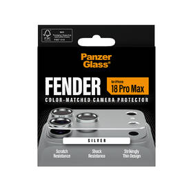 Tvrdené sklo PanzerGlass FENDER na Apple iPhone 18 Pro Max, ochranný hliníkový prvek fotoaparátu strieborné

 obrázok produktu 4 z 6