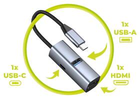 USB Hub Mobile Origin 3in1 CompactHub HB1 sivý

 obrázok produktu 6 z 10