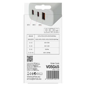 Nabíjačka do siete EMOS GaN, 65W, 1x USB-A/2x USB-C biela

 obrázok produktu 14 z 14