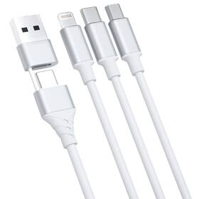 Kábel 3mk Hyper 3in1 USB-A/USB-C na USB-C/microUSB/Lightning, 1,5m biely

 obrázok produktu 3 z 10