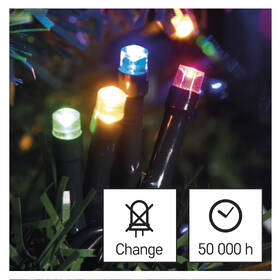 Vianočné osvetlenie EMOS 80 LED reťaz, 8 m, vonkajšie aj vnútorné, multicolor, časovač 

 obrázok produktu 2 z 8