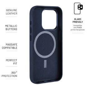 Kryt na mobil FIXED MagLeather s podporou MagSafe na Apple iPhone 15 Pro modrý

 obrázok produktu 4 z 5