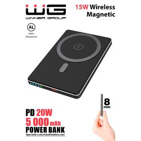 Powerbank WG 15W, 5000 mAh, PD 20W, bezdrôtová čierny

 obrázok produktu 2 z 3