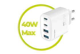 Nabíjačka do siete Mobile Origin GaN 40W 2xUSB-C/2xUSB-A biela

 obrázok produktu 7 z 14