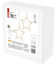Vianočné osvetlenie EMOS 70 LED záves – 7 hviezd, 67 × 125 cm, vnútorné, teplá biela 

 obrázok produktu 5 z 5